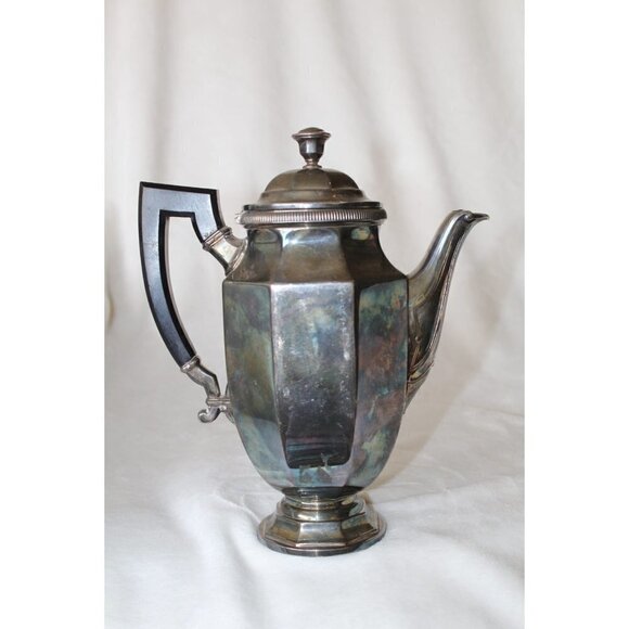 Antique Christofle France silver plated pitcher hot water wood handle art Deco - Picture 5 of 12